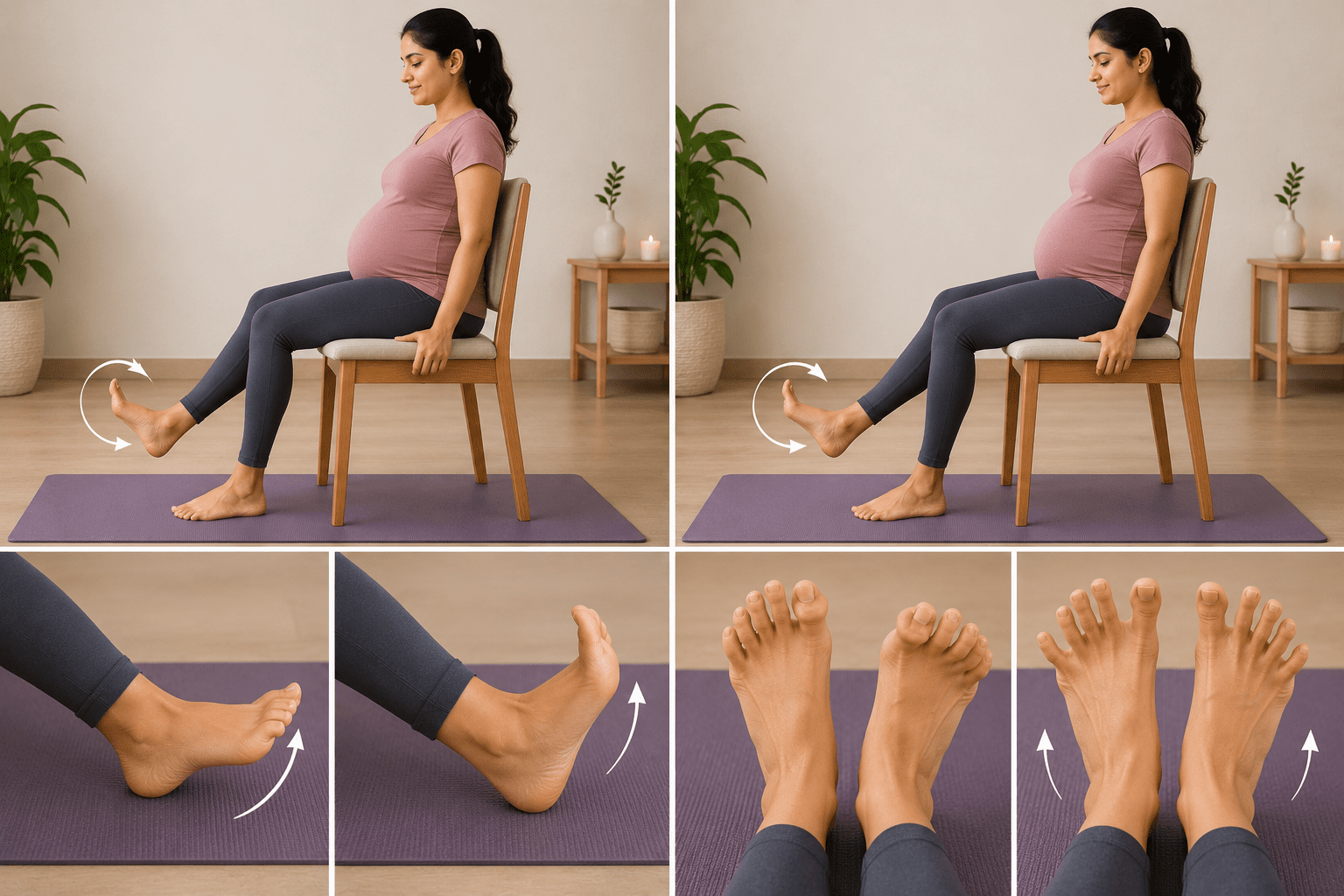 Seated ankle rotations and toe stretches