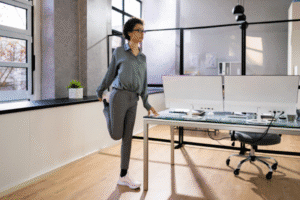 Standing Thigh Stretch Standing thigh stretch